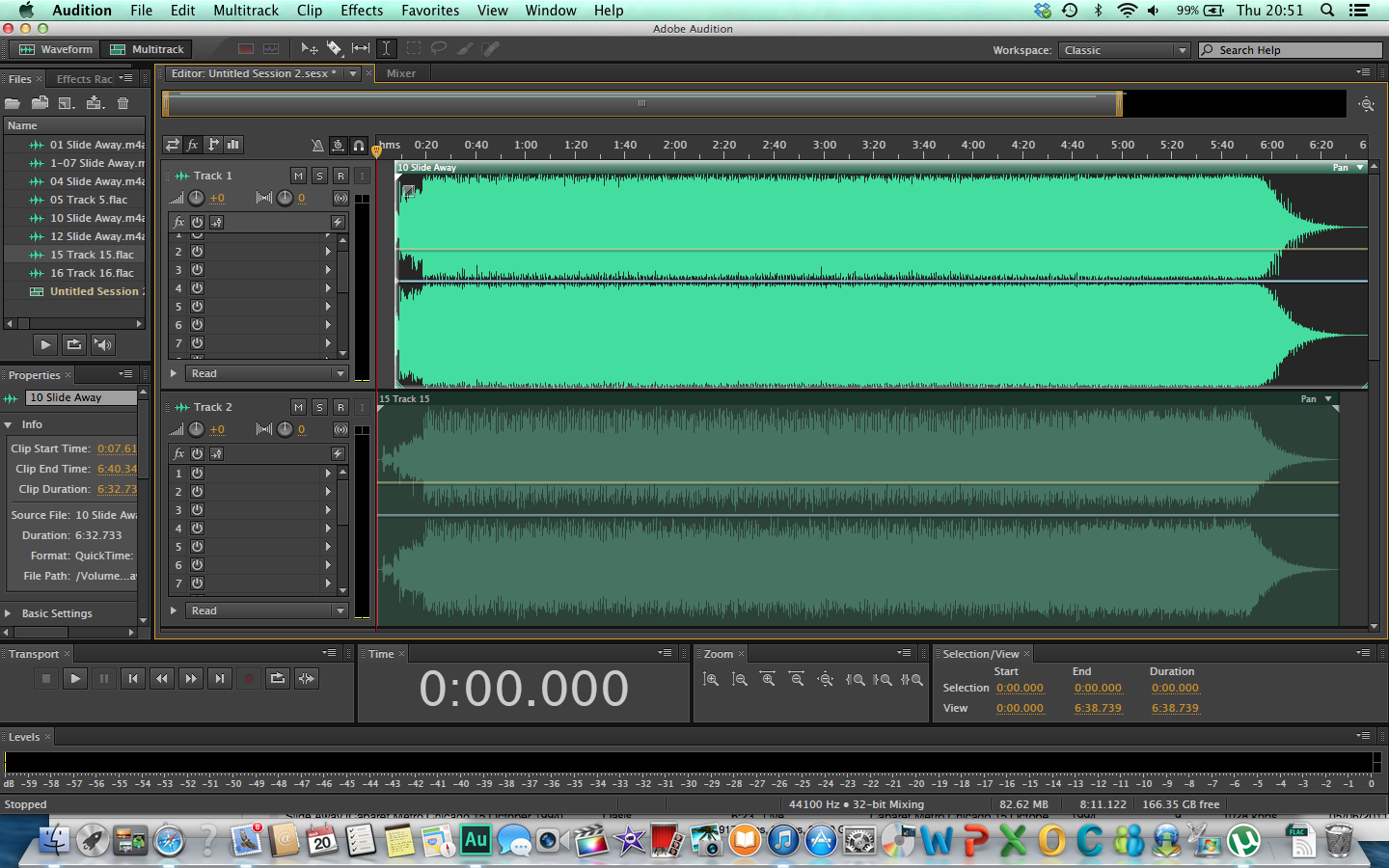 Waveform of Slide Away on UK CD (top) versus unmastered version (bottom)