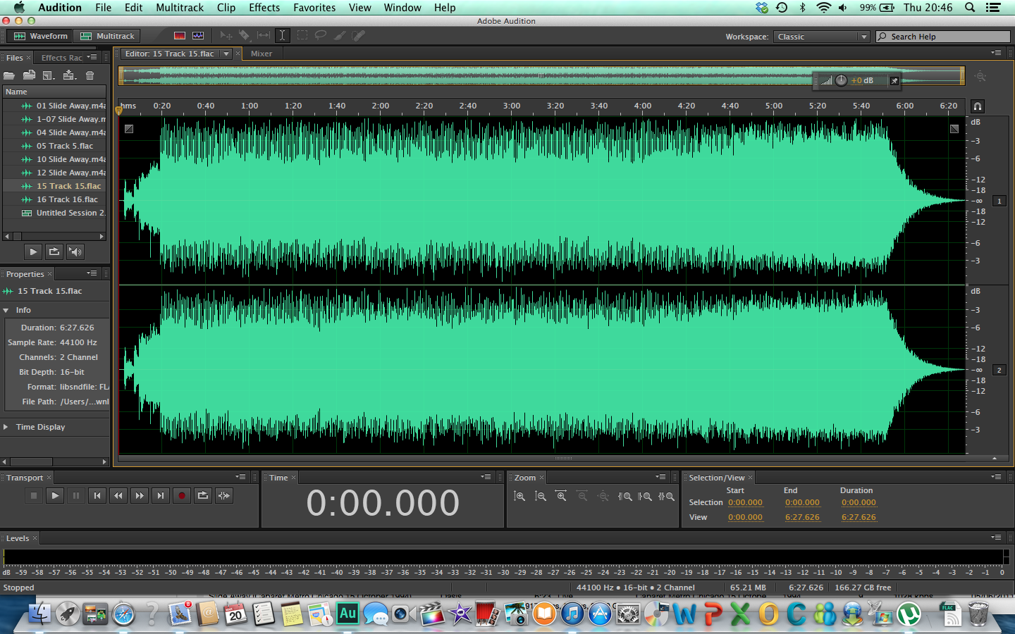 Waveform of unmastered version of Slide Away from safety copy of Definitely Maybe masters